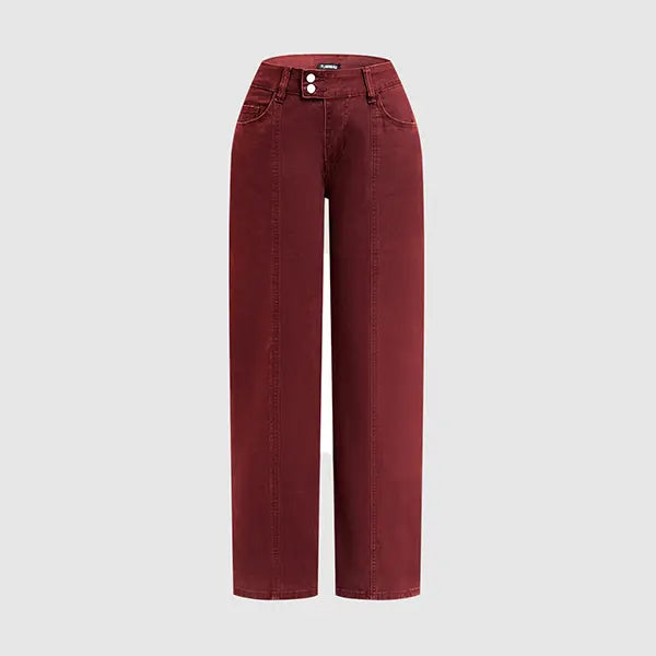 Mid Rise Straight Leg Pants for Women