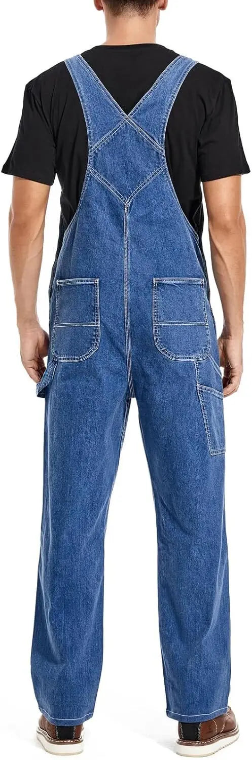🔥Men's 4-Pack Flex Denim Bib Overalls — Adjustable & Utility Ready