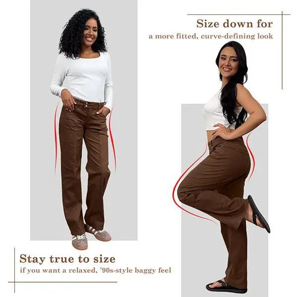Mid Rise Straight Leg Pants for Women