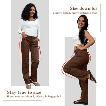 Mid Rise Straight Leg Pants for Women