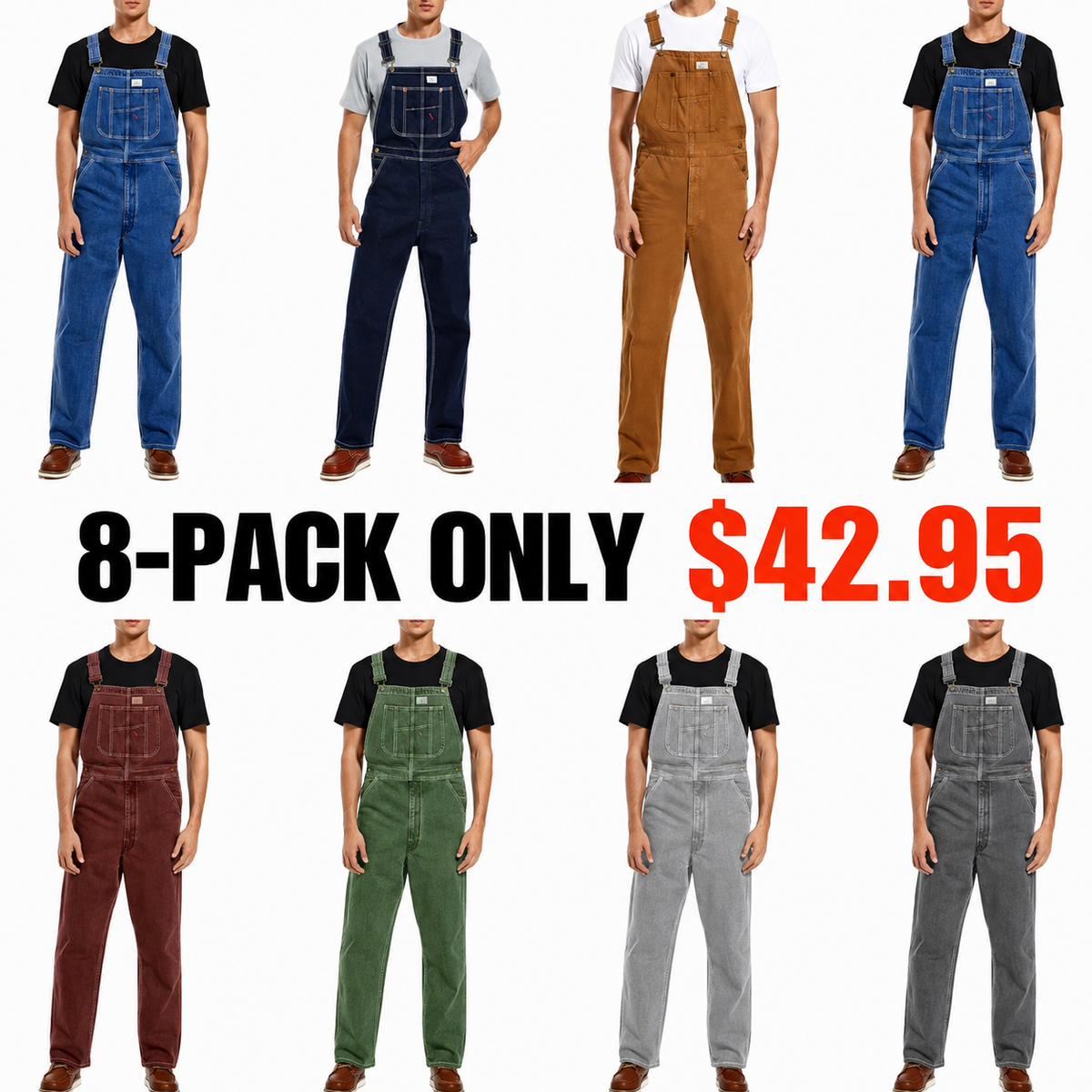 🔥CLEARANCE SALE🔥Men's Heavy-Duty Denim Bib Overalls – Adjustable Straps & Utility Pockets