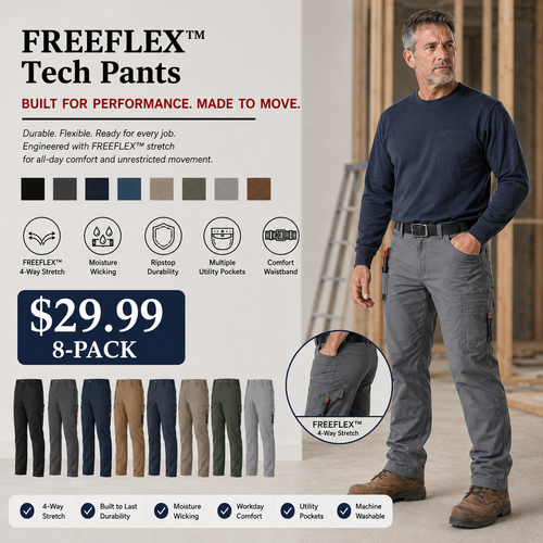 🔥BEST SELLER🔥Men's FREEFLEX™ Tech Work Pants with 7 Pockets