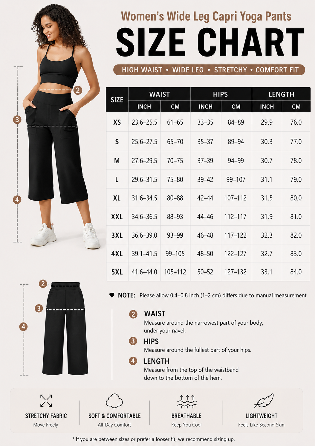 This Week's Special Price💥Women's Wide Leg Yoga Capri Pants with Pockets