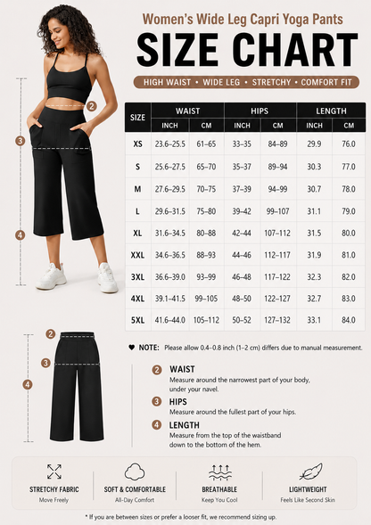 This Week's Special Price💥Women's Wide Leg Yoga Capri Pants with Pockets