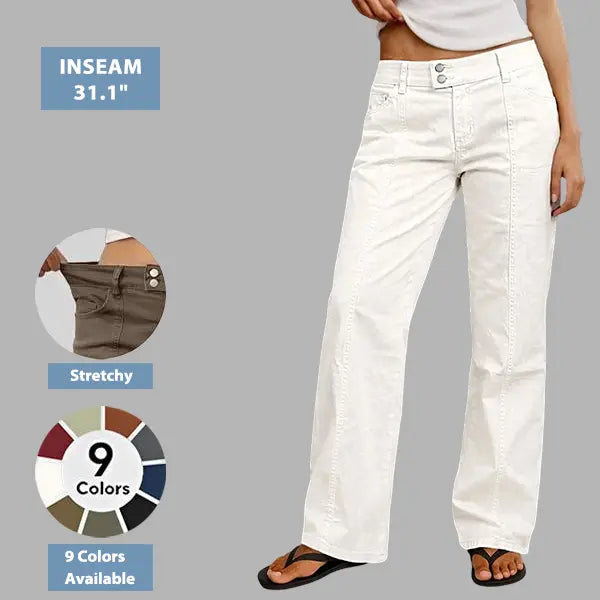 Mid Rise Straight Leg Pants for Women