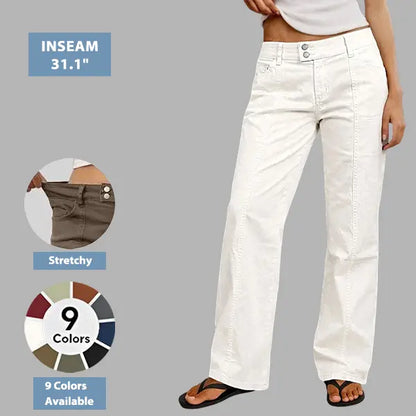 Mid Rise Straight Leg Pants for Women