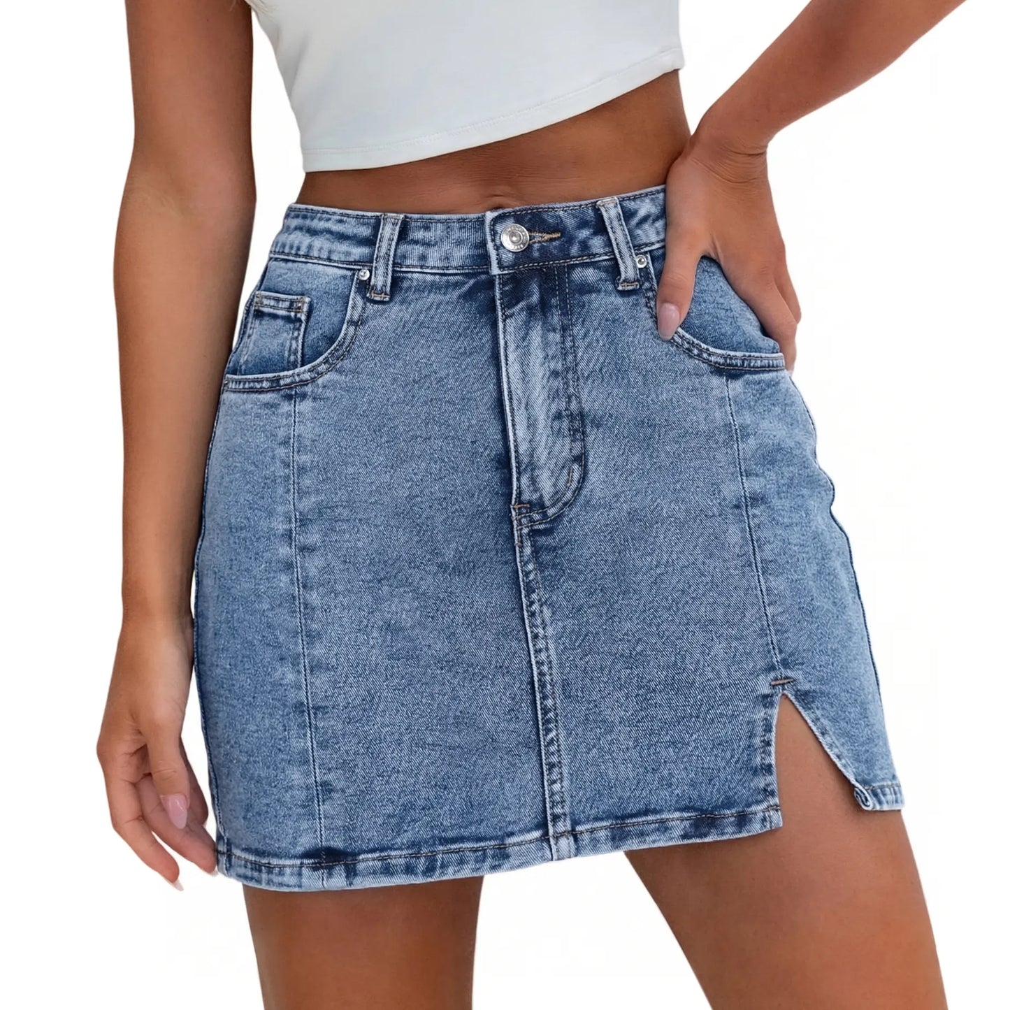 👖✨ Women’s High-Waisted Denim Skort – Mini Skirt Vibes with Shorts Comfort! 🔥💃
