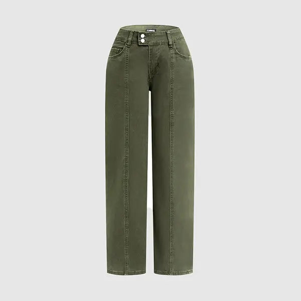 Mid Rise Straight Leg Pants for Women