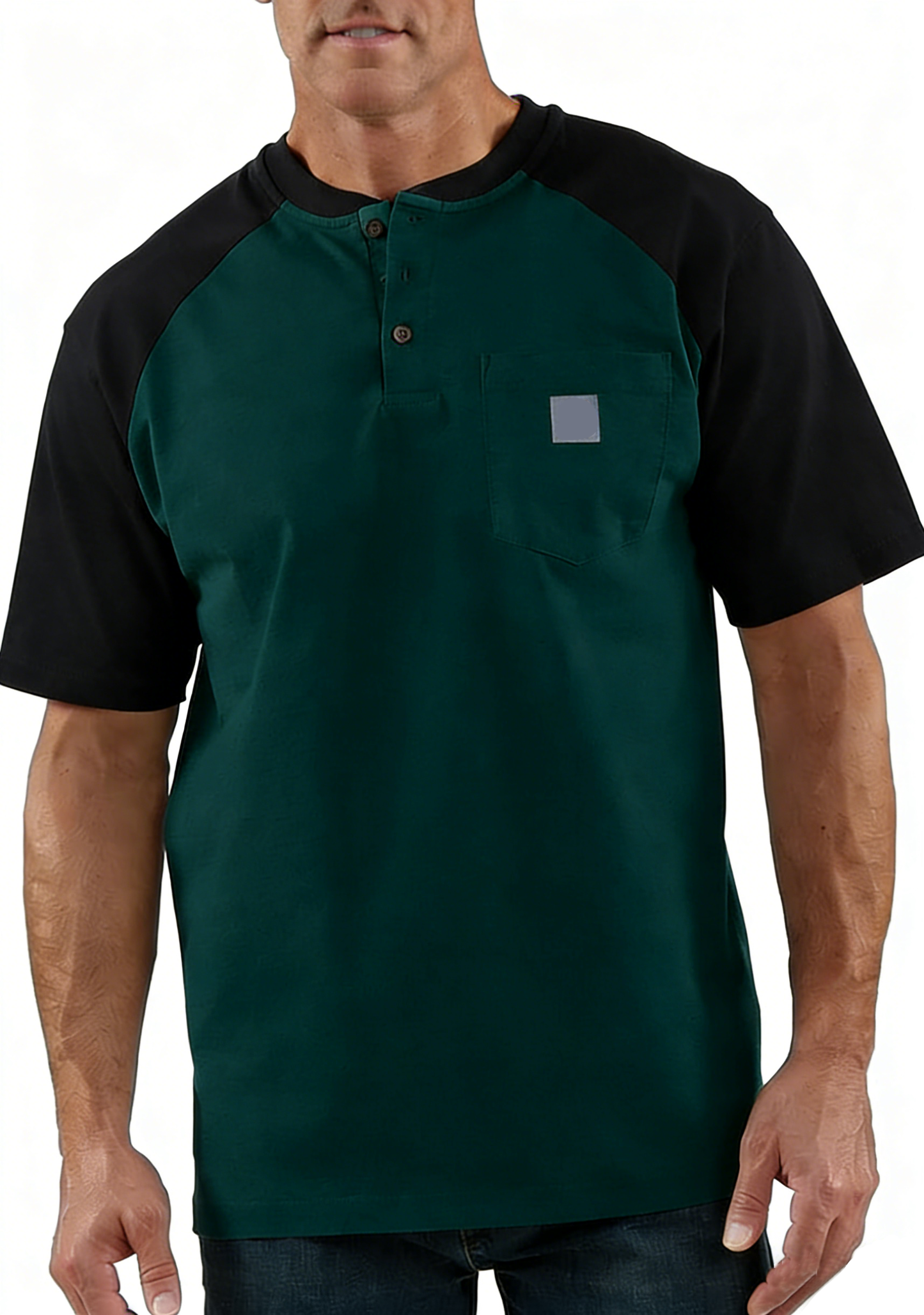 Men's color-blocked short-sleeved shirt