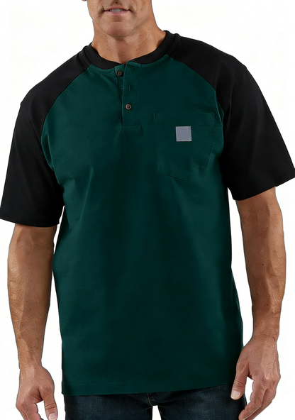 Men's color-blocked short-sleeved shirt