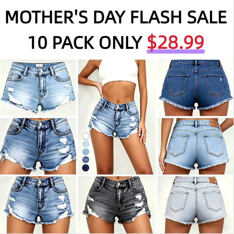 Women's Ripped Slash Pockets Denim Shorts Casual Trendy Fitted Raw Hem Jean Shorts for Daily Wear Ladies Summer Bottoms