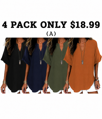 Women's Plain Short Sleeve Blouse