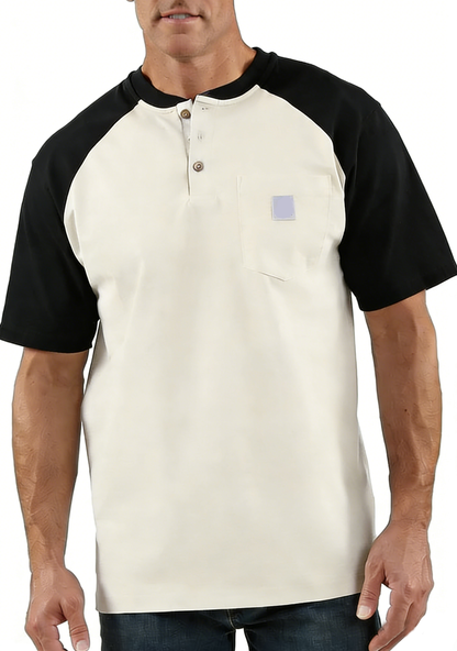Men's color-blocked short-sleeved shirt