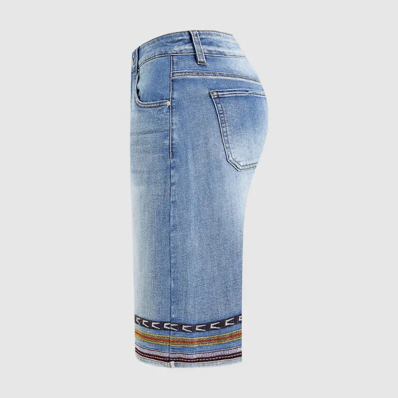 Flamingals Embroidery Mid Waist Bermuda Shorts Womenswear Summer Vibes