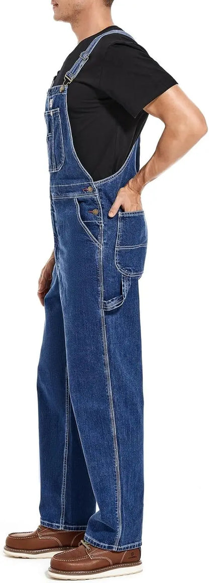 🔥Men's 4-Pack Flex Denim Bib Overalls — Adjustable & Utility Ready