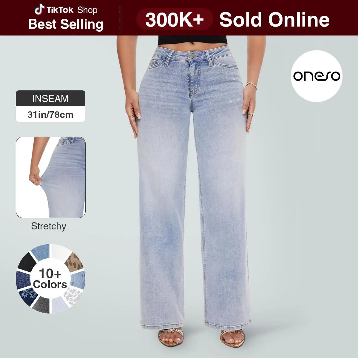 Magic ONESO Mid-Low Rise Baggy Jeans for Women