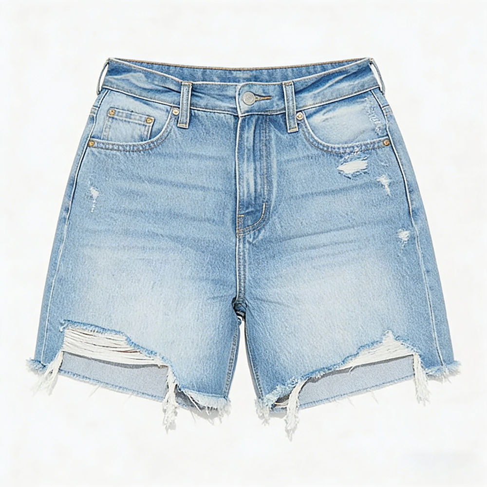 Women Ripped Denim Shorts