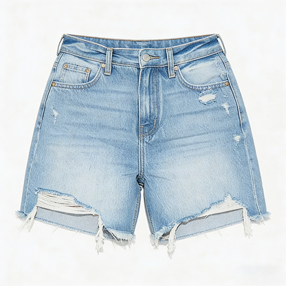 Women Ripped Denim Shorts