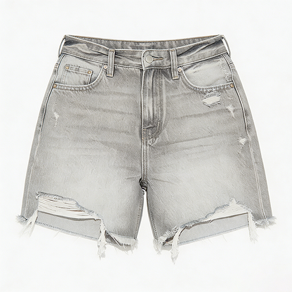 Women Ripped Denim Shorts