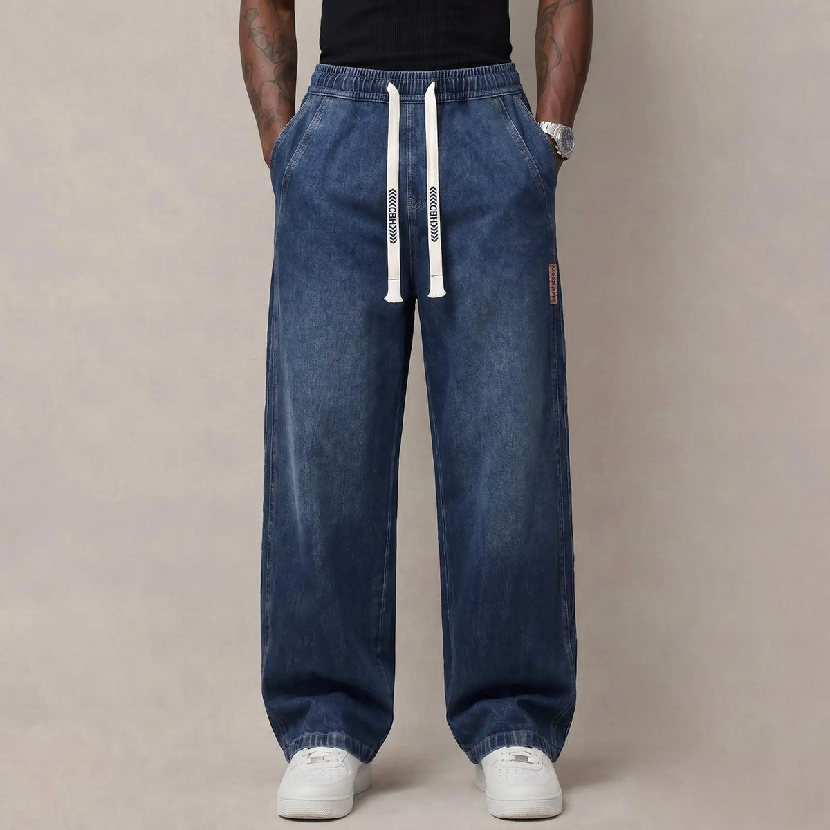 🔥 Men's Stretch Cotton Loose-Fit Drawstring Jeans