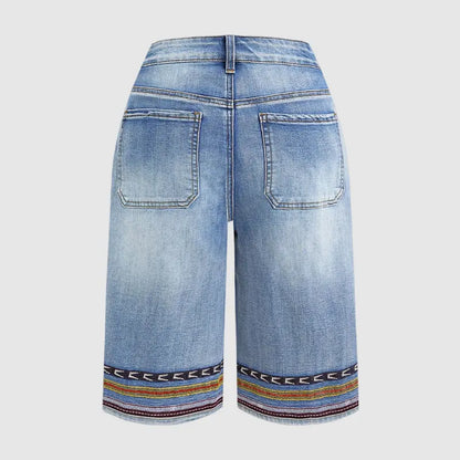 Flamingals Embroidery Mid Waist Bermuda Shorts Womenswear Summer Vibes