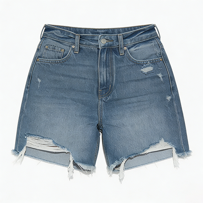 Women Ripped Denim Shorts