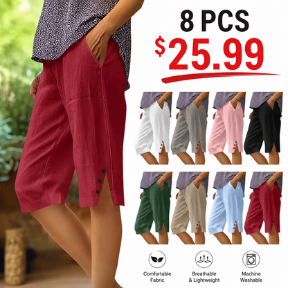 Women's Relaxed Fit Capri Pants – Breathable Stretch Cropped Pants for All-Day Comfort