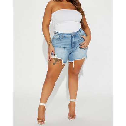 Women Ripped Denim Shorts