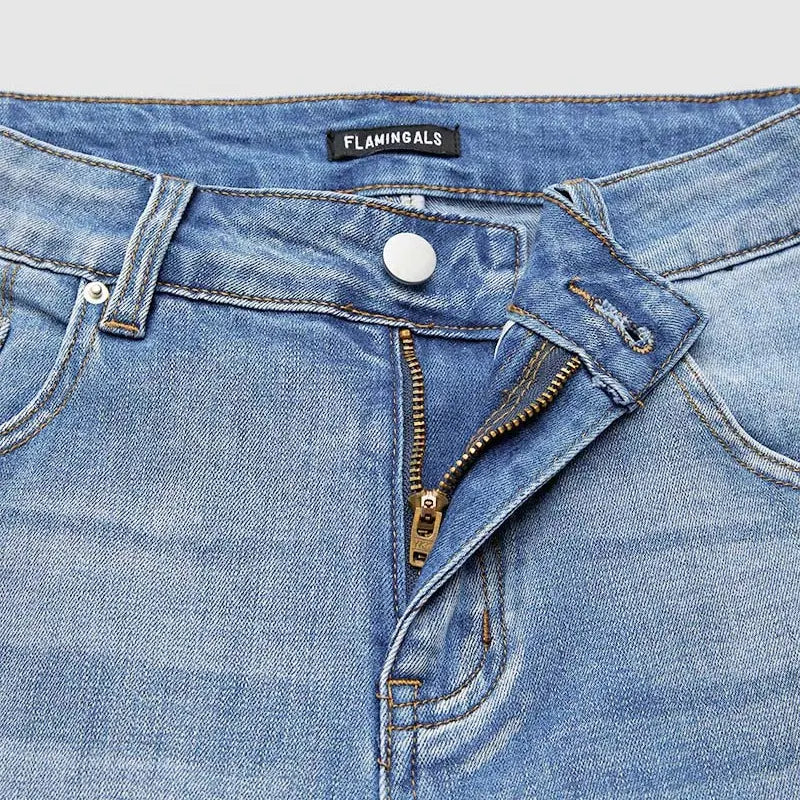 Flamingals Embroidery Mid Waist Bermuda Shorts Womenswear Summer Vibes