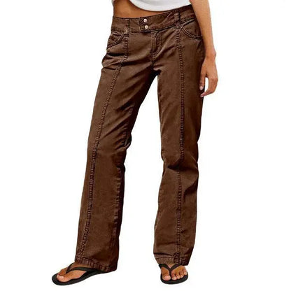 Mid Rise Straight Leg Pants for Women