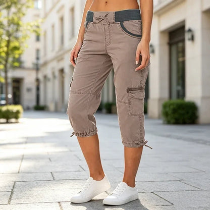 Women's High-Waist Cargo Capri Pants